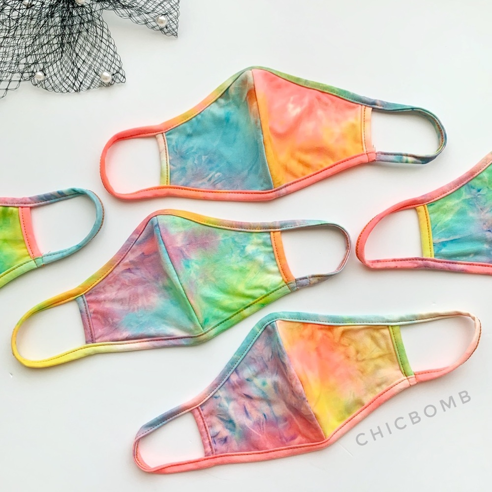 ADULT 1 SOFT TIE DYE CLOTH FACE MASK - SORBET - Picture 4 of 11